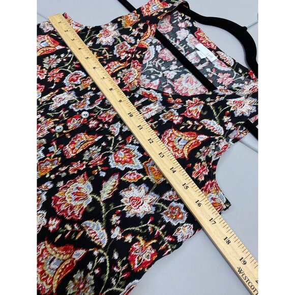 J. Jill Pleated Shift Floral Womens Size XS Black Multicolor whimsical Boho Pock - Picture 7 of 12